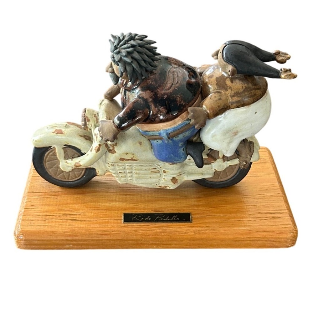 Vintage 80s Rodo Padilla Sculpture Motorcycle Collectible Mexican Folk Art Decor